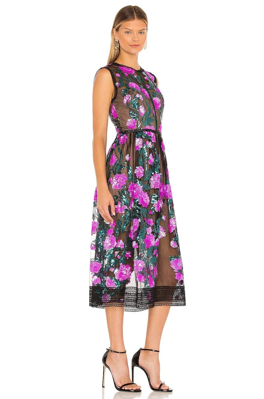 Bronx and Banco Rafaella Dress Midi Floral Sequin Lace Party Cocktail Formal XS